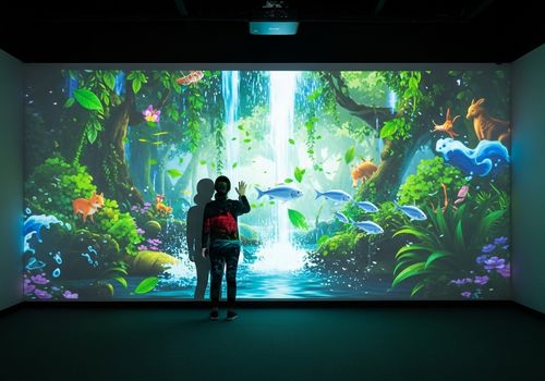Dernières nouvelles de l'entreprise Projection murale interactive: un tour de magie spatial qui offre un retour sur investissement élevé à faible coût