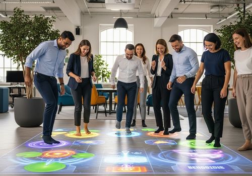 Dernières nouvelles de l'entreprise Projection de plancher interactif: comment le contenu gamifié transforme les spectateurs en joueurs